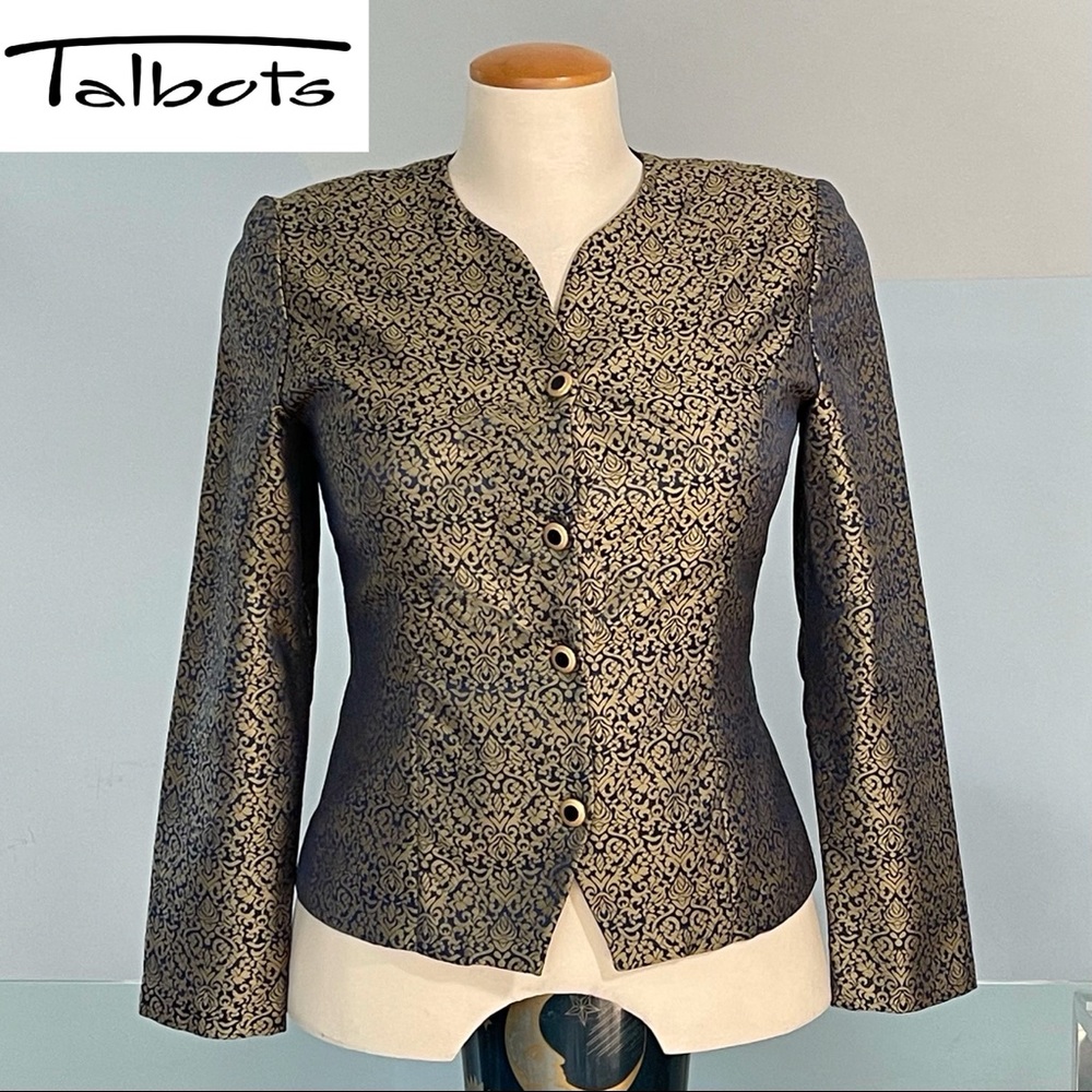Stunning Talbots metallic gold design Size 14 jacket